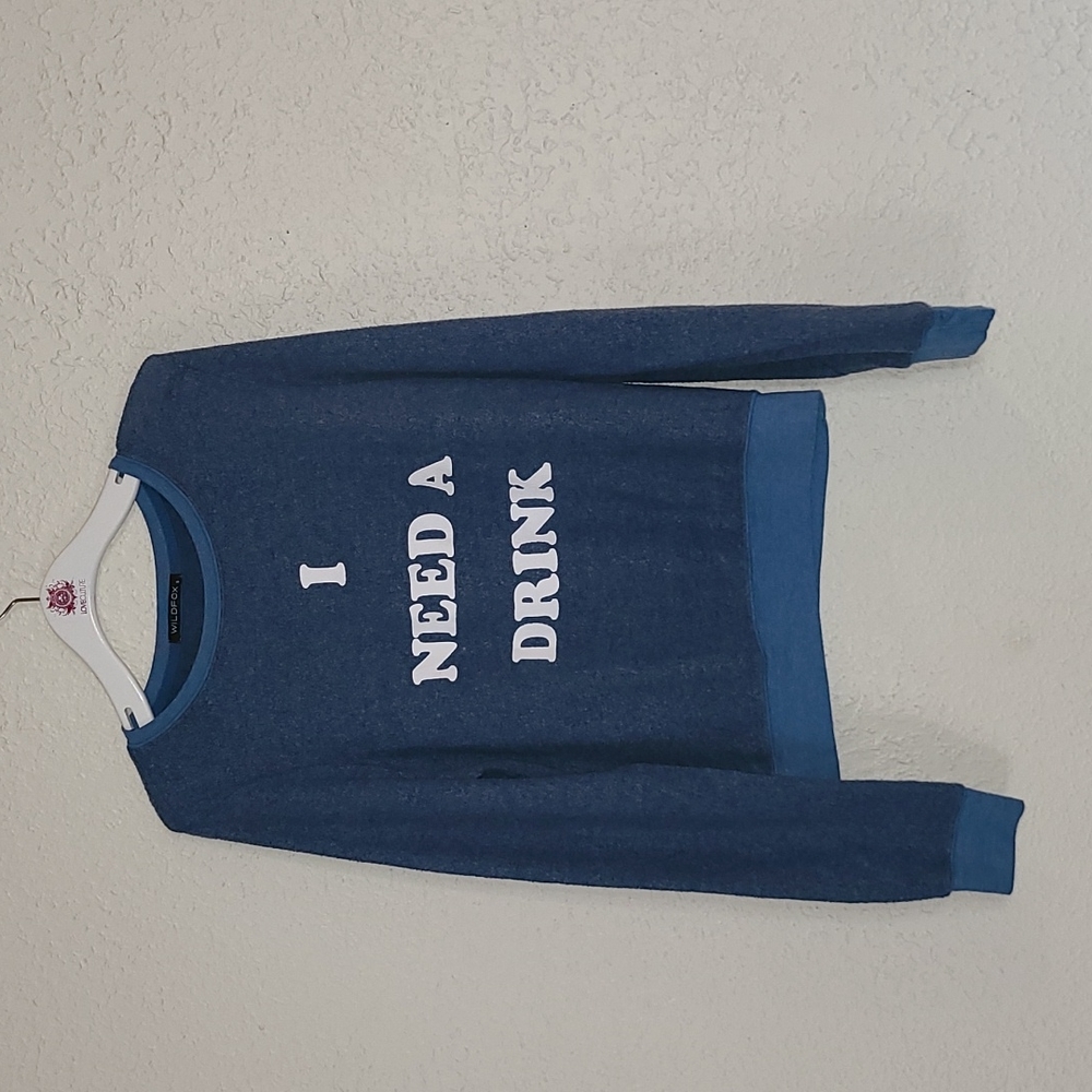 Wildfox Blue Sweatshirt with White Text - Picture 6 of 7